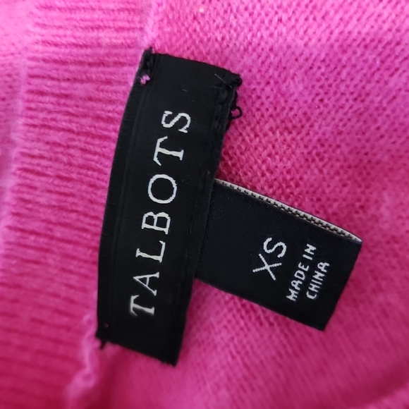 Talbots Barbie Pink Sweater Tulip Sleeve And Button Accent - Picture 8 of 9